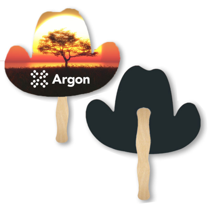 Custom Printed Cowboy Hat Lightweight Two Sided Single Paper Hand Fans 