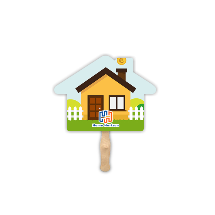 Custom Printed House Lightweight Two Sided Single Paper Hand Fans 