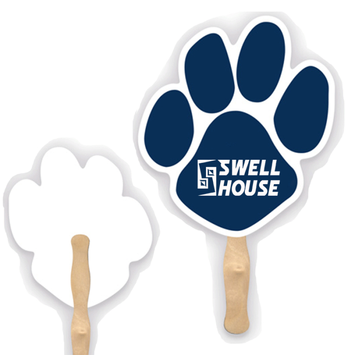 Custom Printed Lightweight Paw Shape Hand Fans 