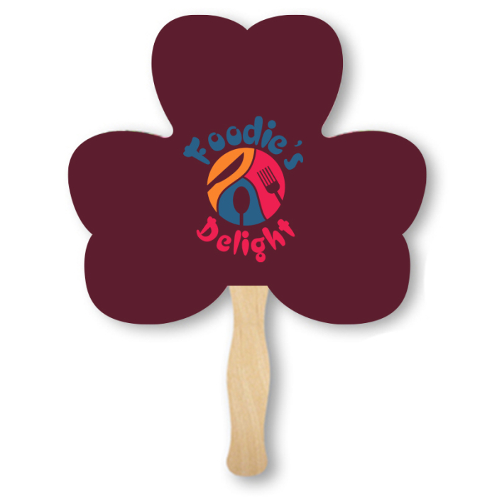 Custom Printed Lightweight Two Sided Single Paper Clover 3 Shape Hand Fans