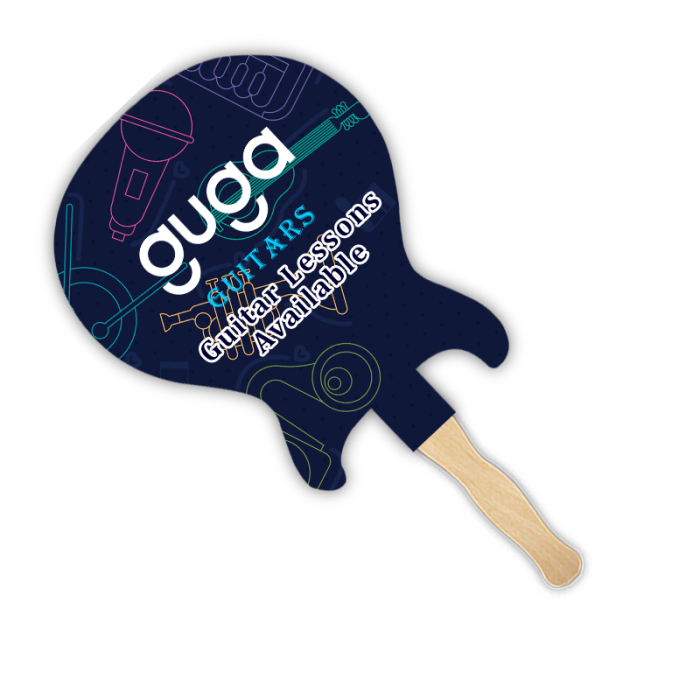 Custom Printed Lightweight Two Sided Single Paper Electric Guitar Shape Hand Fans