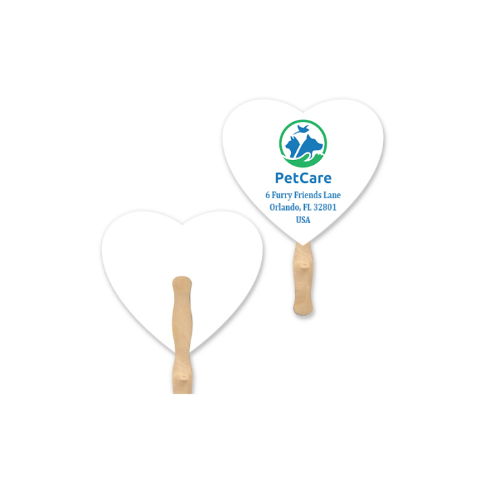 Customized Heart Shape Lightweight Single Sided Paper Hand Fans 