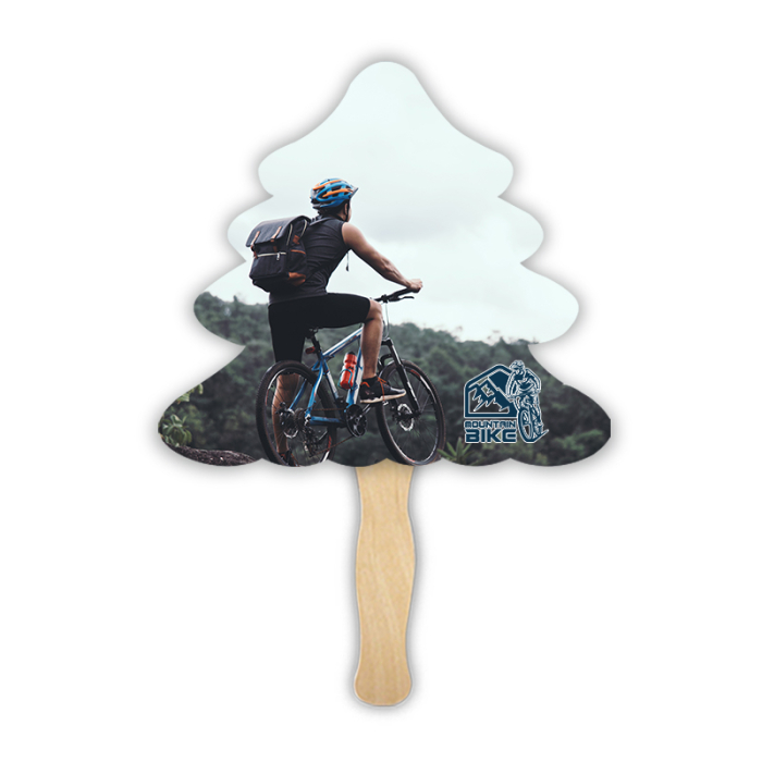 Customized Lightweight Single Sided Evergreen Shape Paper Hand Fans