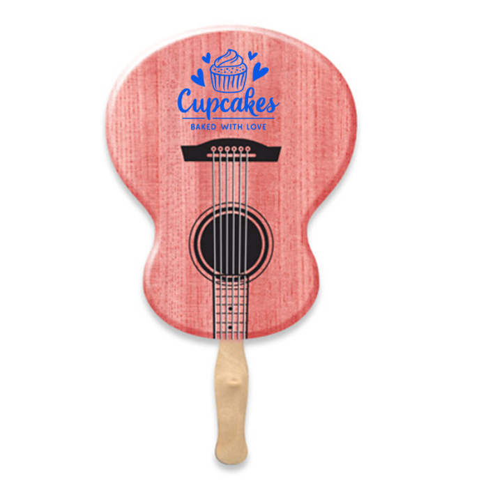 Customized Lightweight Single Sided Guitar Shape Paper Hand Fans