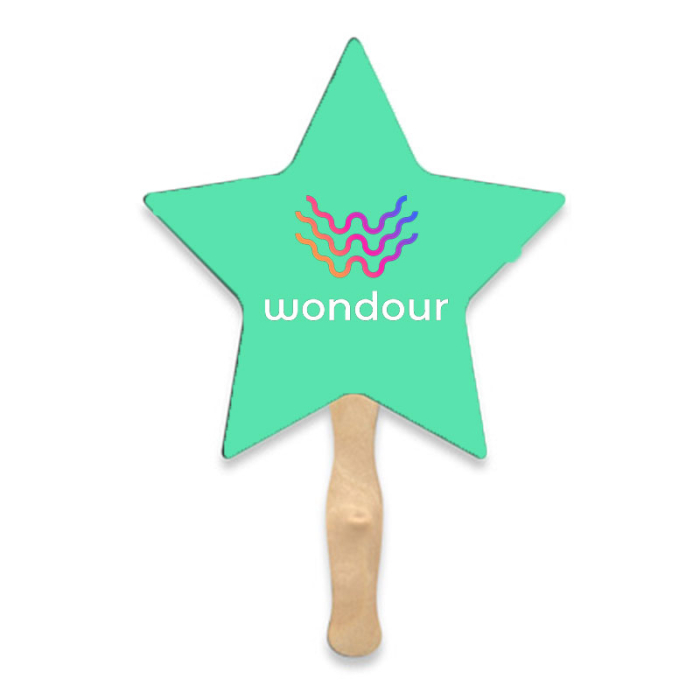 Customized Lightweight Single Sided Star Shape Paper Hand Fans 