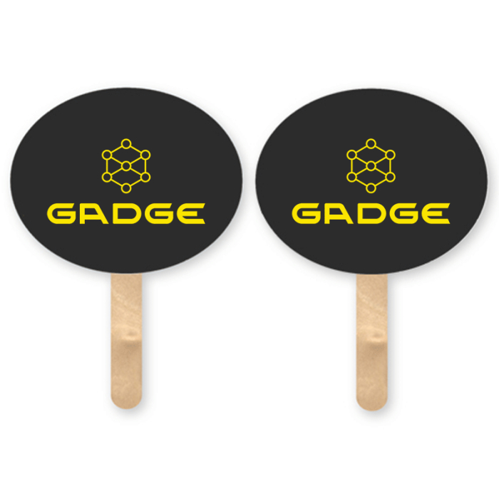 Customized Mini Oval Shape Sandwich Hand Fans with Wood Stick Handle