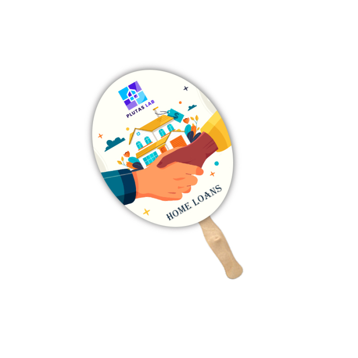 Customized Oval Lightweight Single Sided Paper Hand Fans 