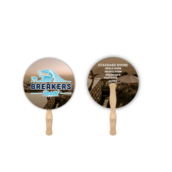 Customized Round Lightweight Two Sided Single Paper Hand Fans 