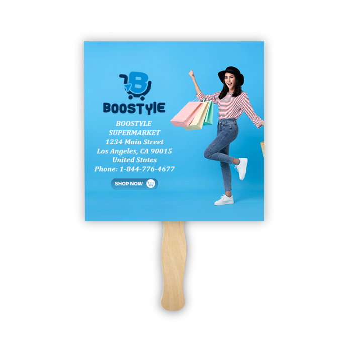 Customized Square Lightweight Two Sided Single Paper Hand Fans 