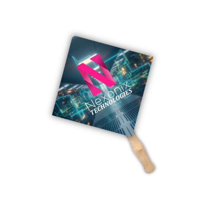 Imprinted Diamond Lightweight Single Sided Paper Hand Fans 