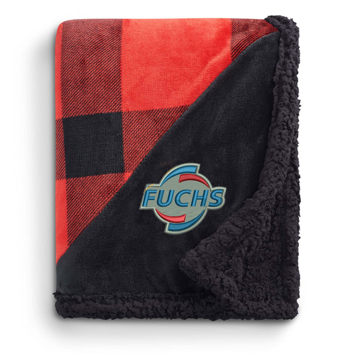 Imprinted Field & Co® Buffalo Plaid Sherpa Blankets
