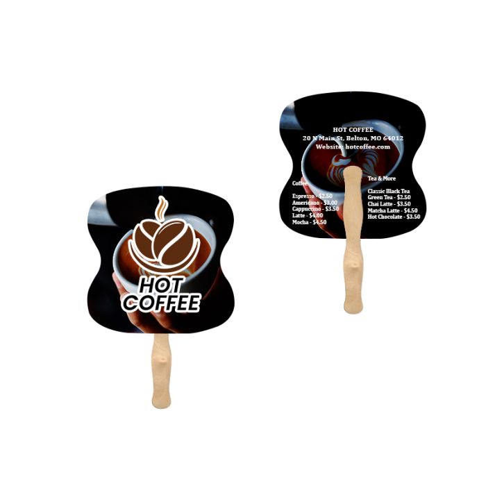 Imprinted Hourglass Lightweight Two Sided Single Paper Hand Fans 
