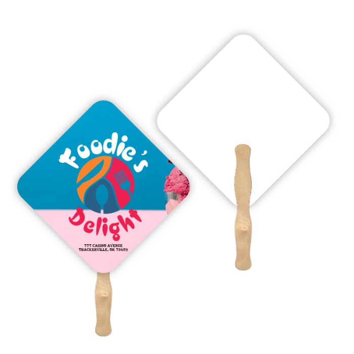 Personalized Diamond Lightweight Single Sided Paper Hand Fans 