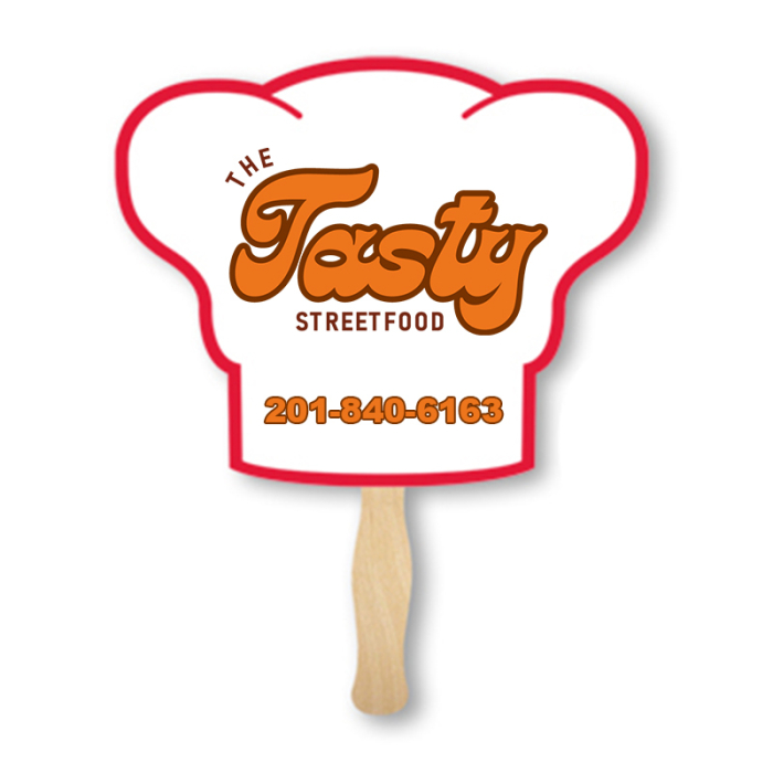 Personalized Lightweight Single Sided Chef Hat Shape Paper Hand Fans
