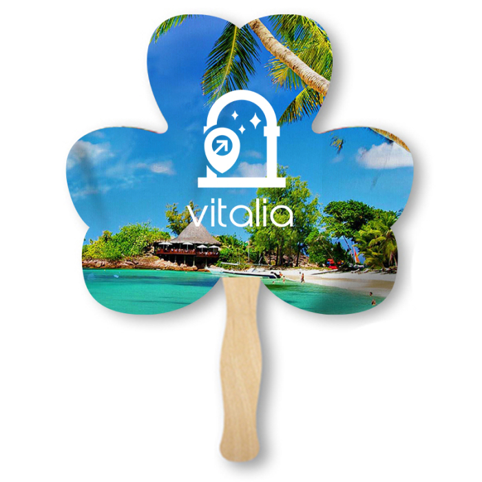 Personalized Lightweight Single Sided Clover 3 Shape Paper Hand Fans