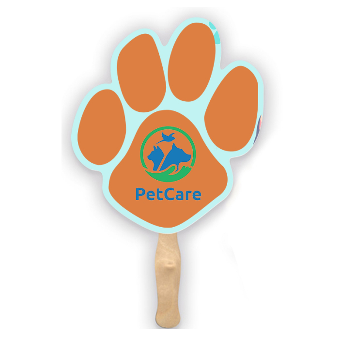 Personalized Lightweight Single Sided Paw Shape Paper Hand Fans