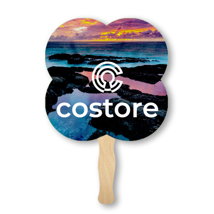 Personalized Lightweight Two Sided Single Paper Clover 2 Shape Hand Fans