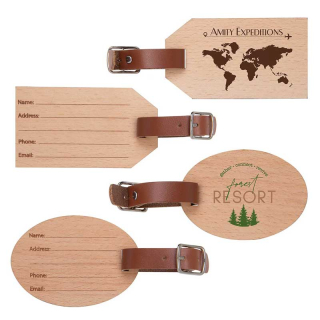 Wood Oval Luggage Tags