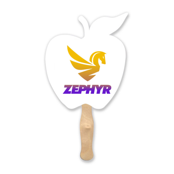 Promotional Apple Lightweight Two Sided Single Paper Hand Fans 
