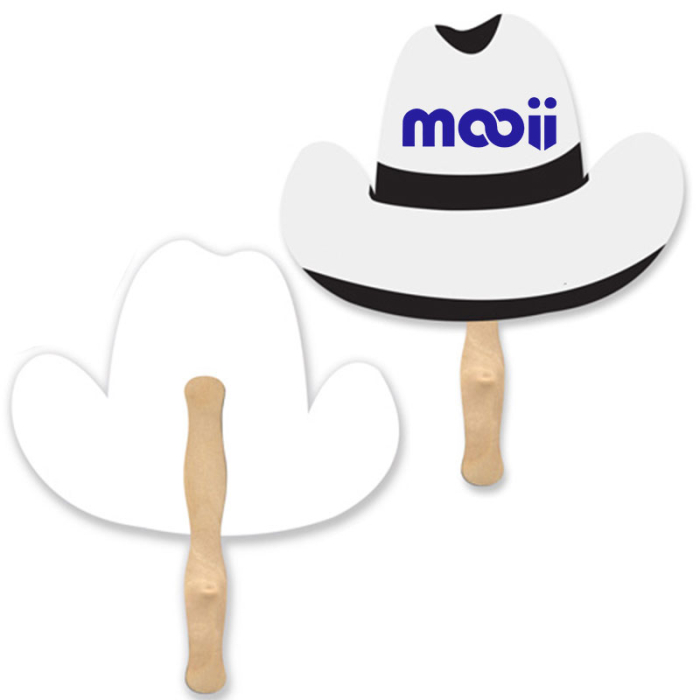 Promotional Cowboy Hat Lightweight Single Sided Paper Hand Fans 