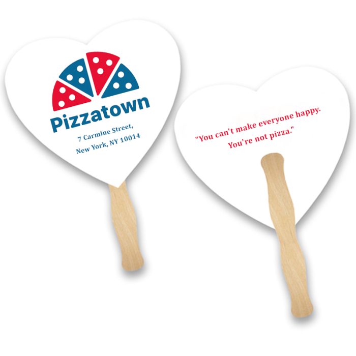 Promotional Heart Lightweight Two Sided Single Paper Hand Fans 