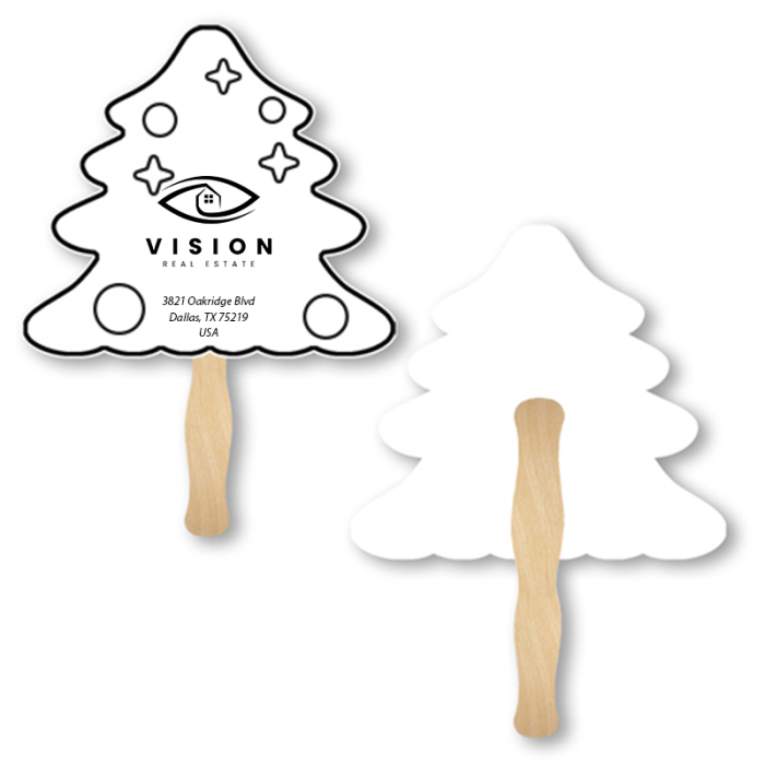 Promotional Lightweight Evergreen Shape Hand Fans 