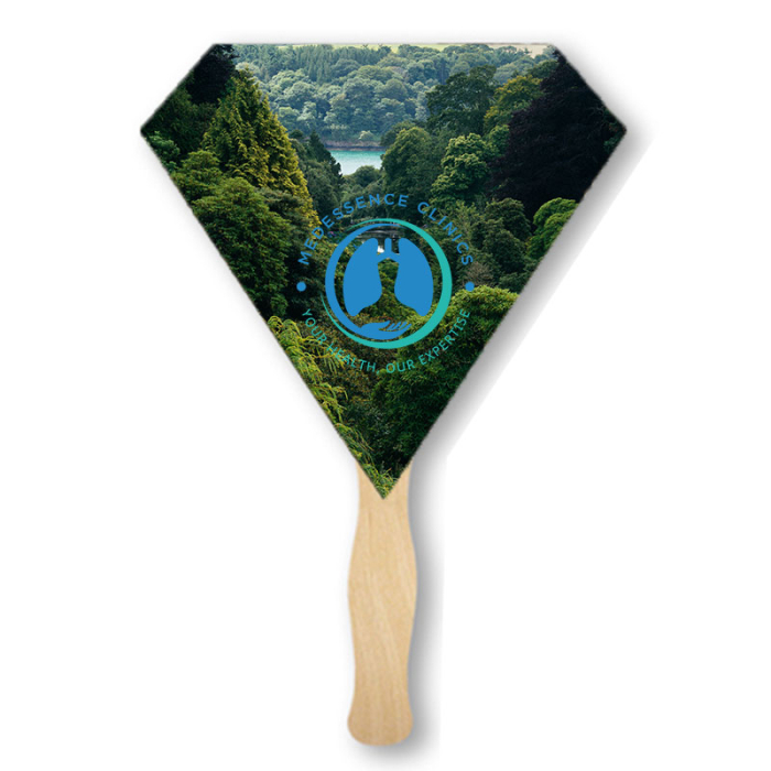 Promotional Lightweight Single Sided Gem Shape Paper Hand Fans 