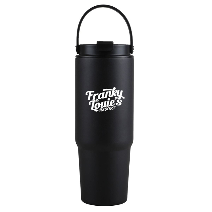 27 Oz Custom Printed Siam Powder Coated Recycled Stainless Steel Tumblers with Carrying Handle