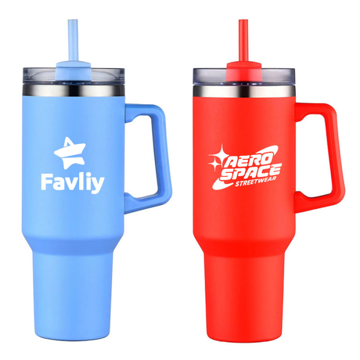 40 Oz Custom Lucas Double Wall Stainless Steel Travel Mugs