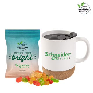 Cork Bottom Mugs with Compostable Bag of Gummy Bears