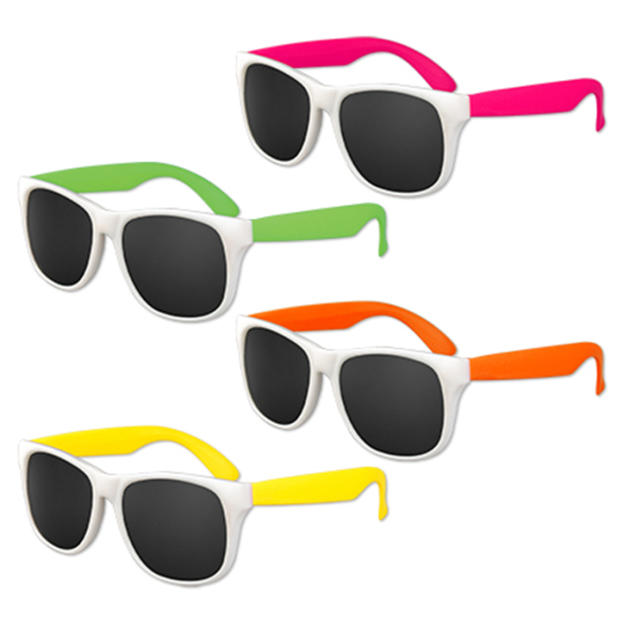 Custom Kids White Frame Classic Neon Sunglasses