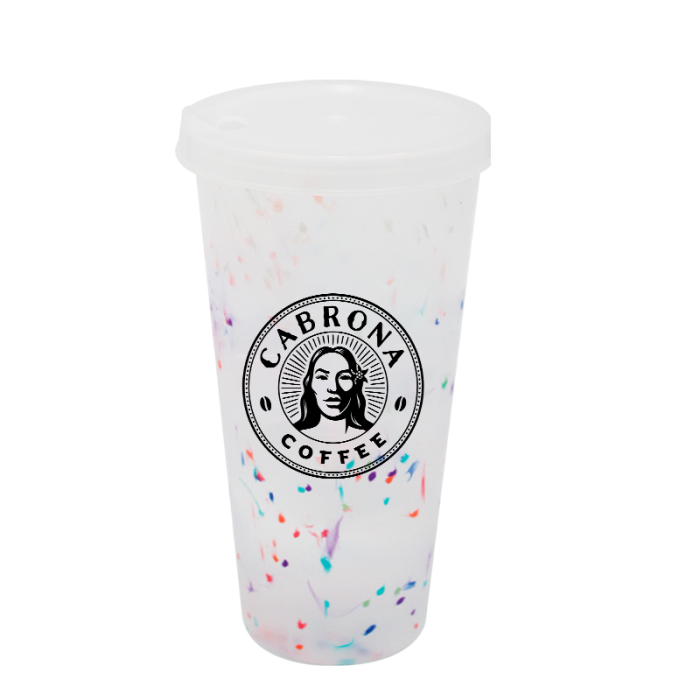 Mood™ Customized 26 Oz Rainbow Confetti Tumblers with Lid