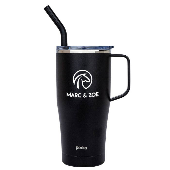 Perka® 20 Oz Customized Clayton Double Wall Stainless Steel Travel Mugs