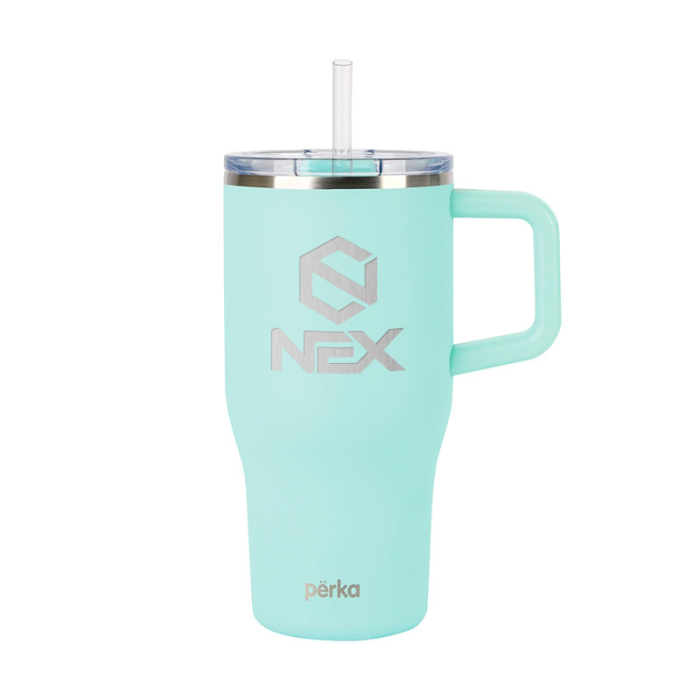 Perka® Customized Myrton 20 Oz Double Wall Recycled Stainless Steel Travel Mugs