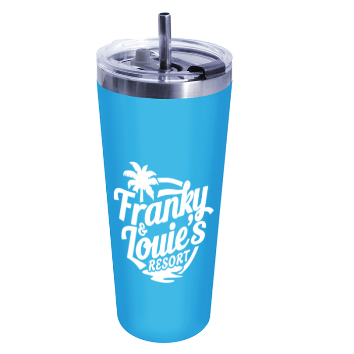Personalized 22 Oz Memphis Tumblers with Flip Top Lid and Stainless Steel Straw