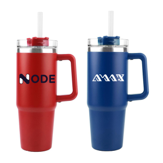 30 Oz Double Wall Steel Travel Mugs with Straws