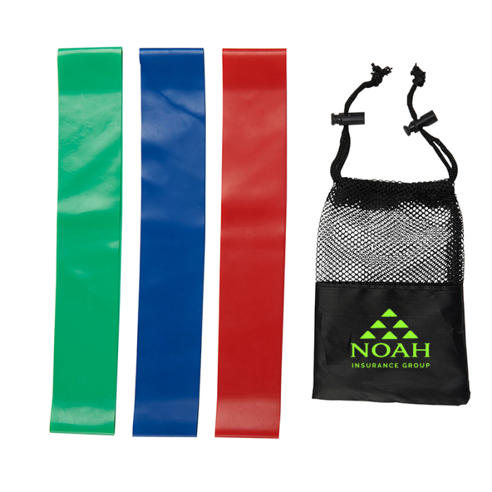 Custom Imprinted 3 Piece Fitness Resistance Band Sets