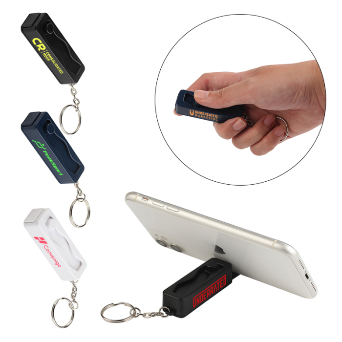 Promotional Contour Phone Stand Key Chains with Finger Fidgets