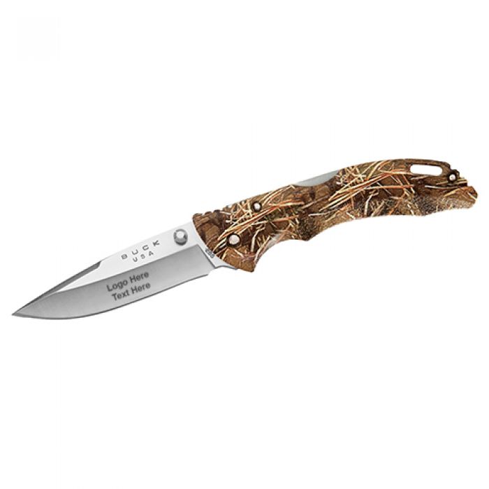 Custom Engraved Buck Bantam BLW Muddy Water Camo Lockback Knives