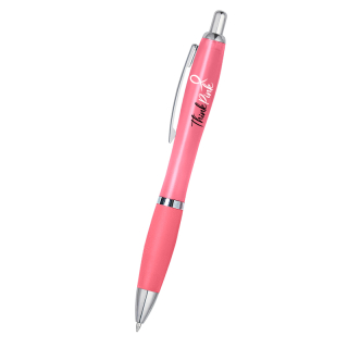 Pink Awareness Satin Plastic Pens