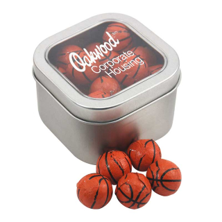 Window Tins with Chocolate Basketballs