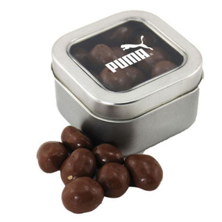 Window Tins with Chocolate Peanuts