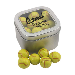 Window Tins with Chocolate Tennis Balls