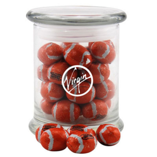 Glass Jars with Chocolate Footballs
