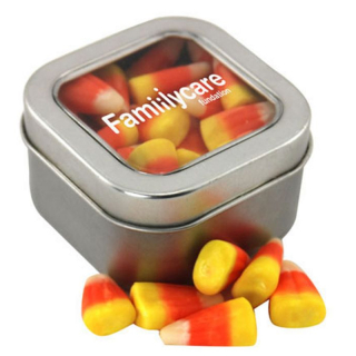 Window Tins with Candy Corn