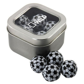 Window Tins with Chocolate Soccer Balls
