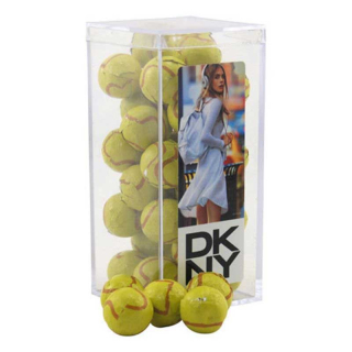 Rectangular Acrylic Boxes with Chocolate Tennis Balls