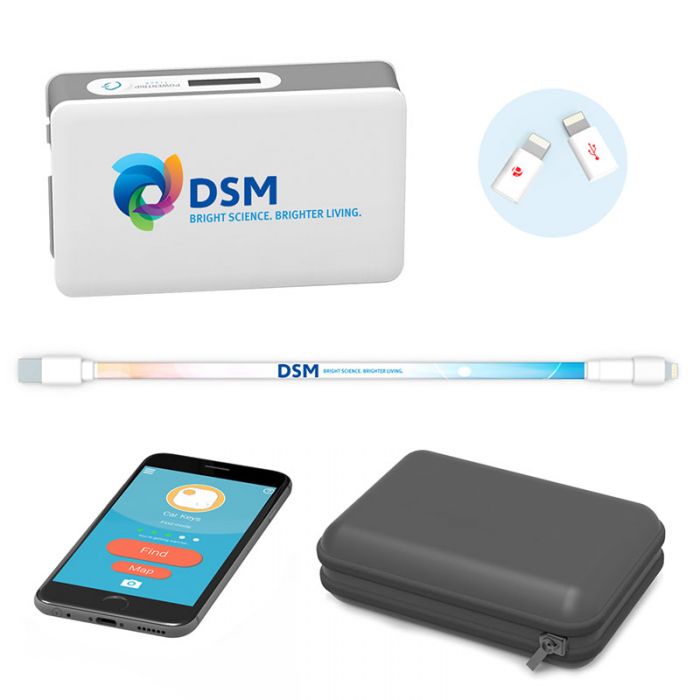 Personalized Power Trip Track Power Banks with  Micro USB Cable and MFi Adapter Twin Tip