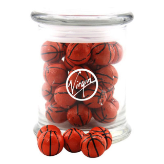 Glass Jars with Chocolate Basketballs