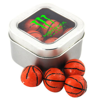 Window Tins with Chocolate Basketballs